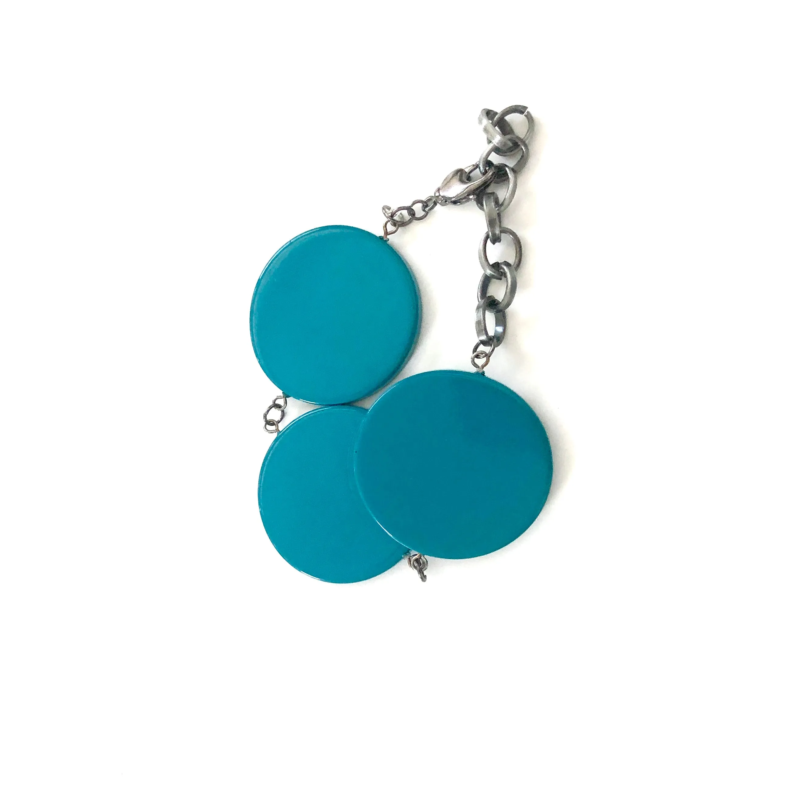 Teal Trio Geometric Disc Stations Bracelet