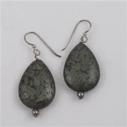 Teardrop Earrings Gemstone Pyrite