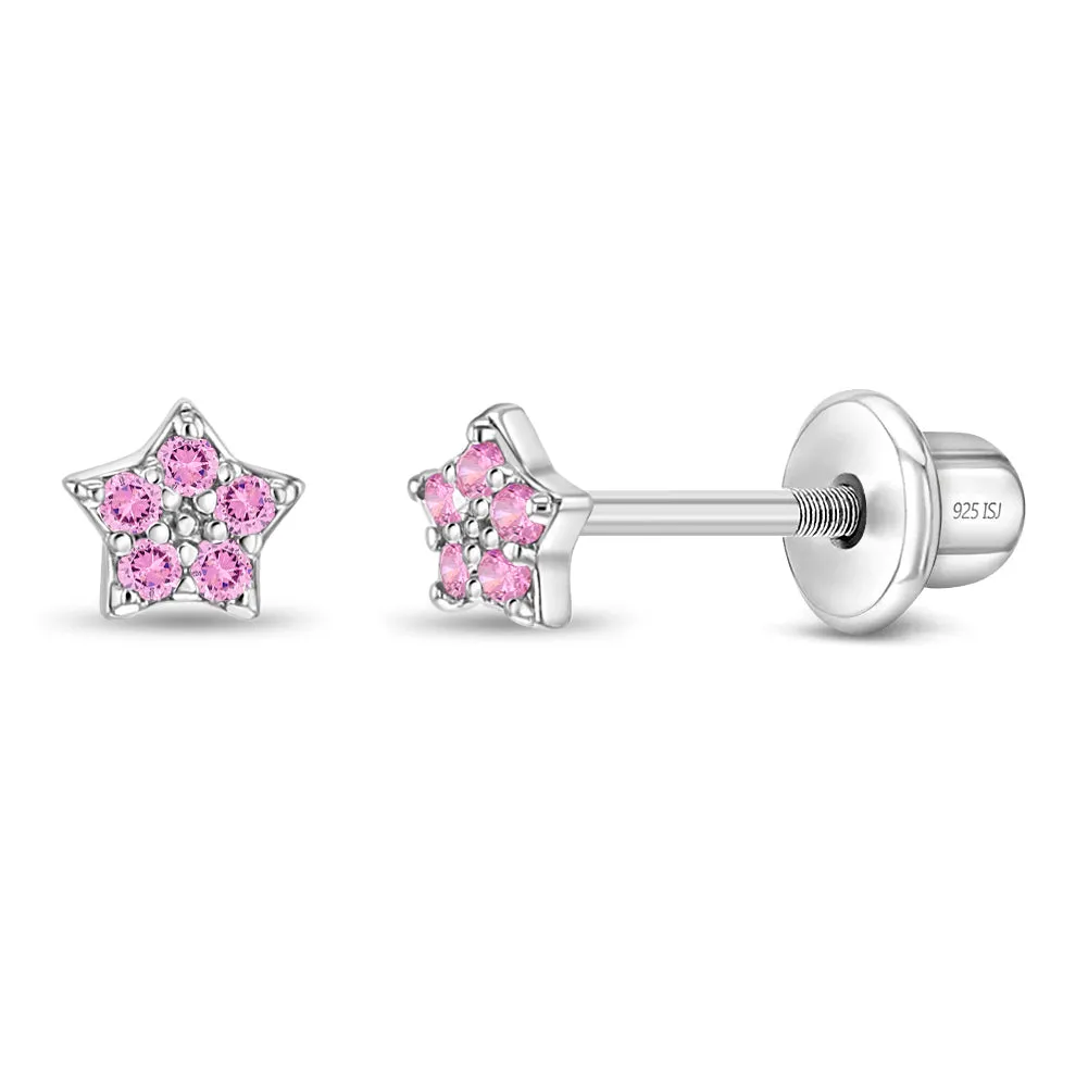 Teenie Tiny Star 3mm Baby / Toddler Earrings Screw Back - Sterling Silver