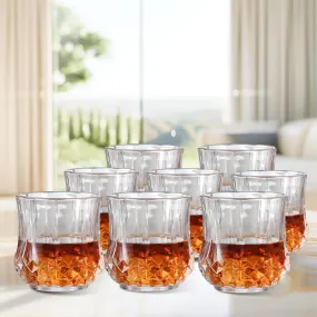 The Better Home Zest Whiskey Glasses Set of 8 (200ml Each) | Lead Free Neat Whiskey Glass | Heavy Bottom Drinking Glass | Crystal Glass for Bar Home | Glass for Drinks | Cocktail Glasses