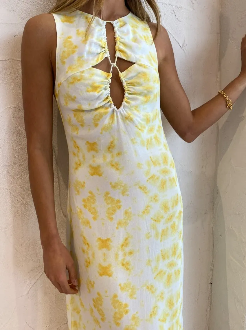 Third Form Ring Out Maxi Tank Dress in Tie-Dye Yellow