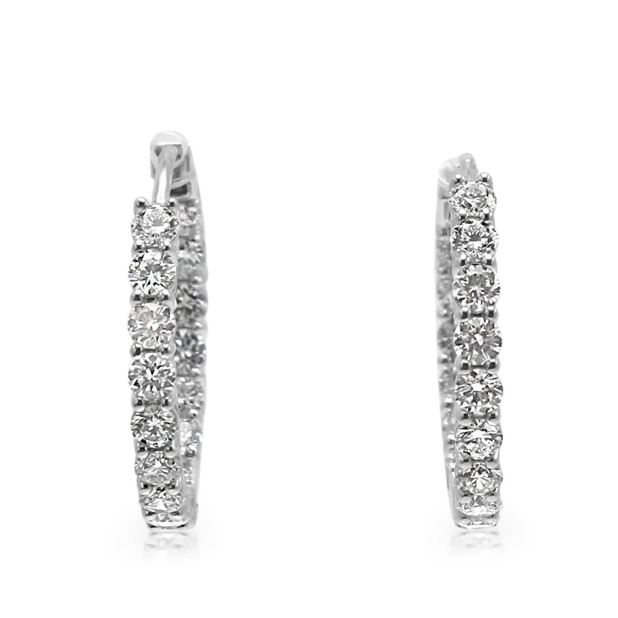 Tiffany Platinum Brilliant Cut Diamond Hoop Earrings