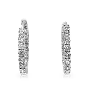 Tiffany Platinum Brilliant Cut Diamond Hoop Earrings