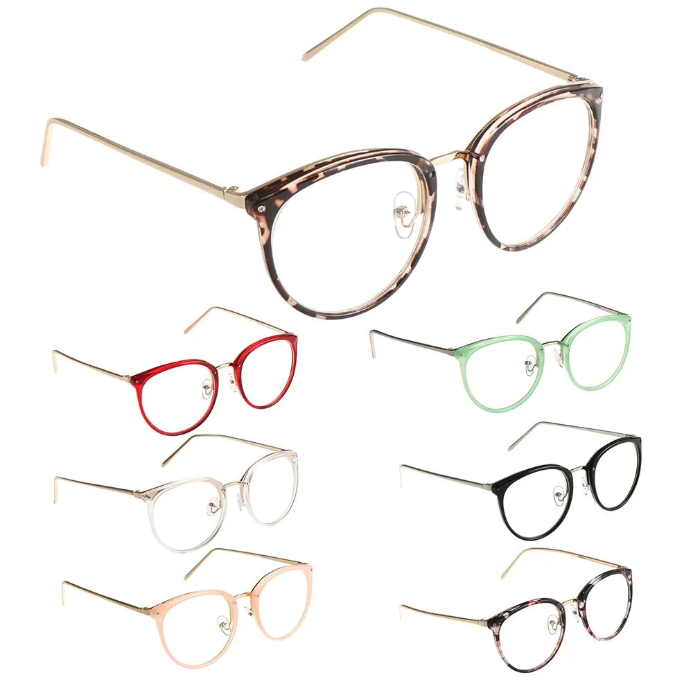 Trendy Round Metal Framed Fashion Eyewear With Clear Lenses