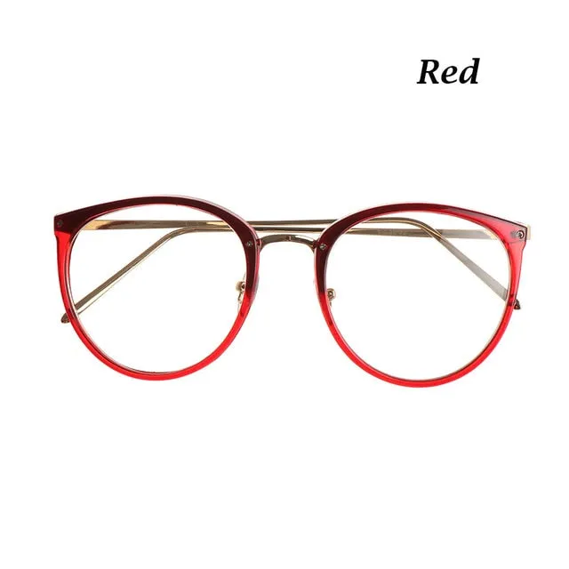 Trendy Round Metal Framed Fashion Eyewear With Clear Lenses