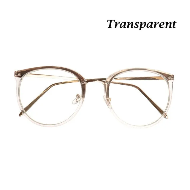 Trendy Round Metal Framed Fashion Eyewear With Clear Lenses