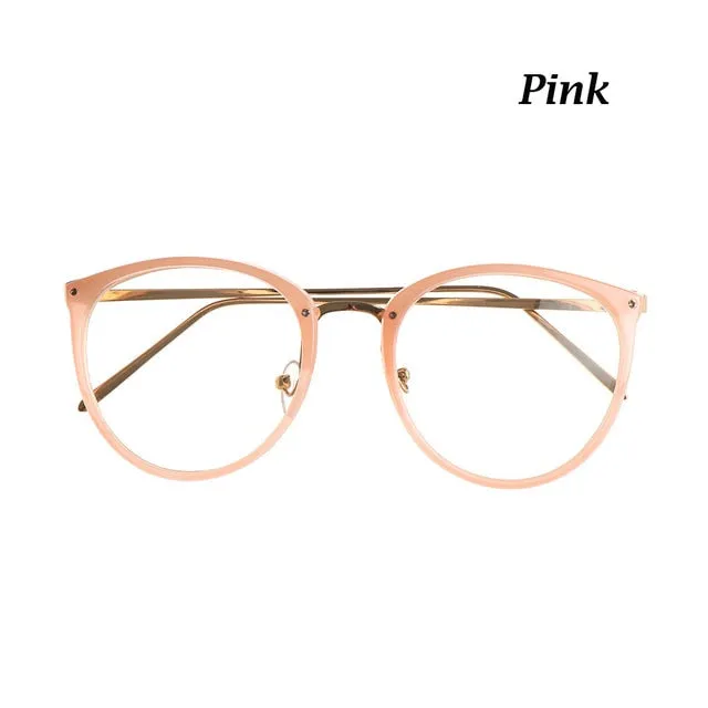 Trendy Round Metal Framed Fashion Eyewear With Clear Lenses