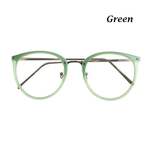 Trendy Round Metal Framed Fashion Eyewear With Clear Lenses