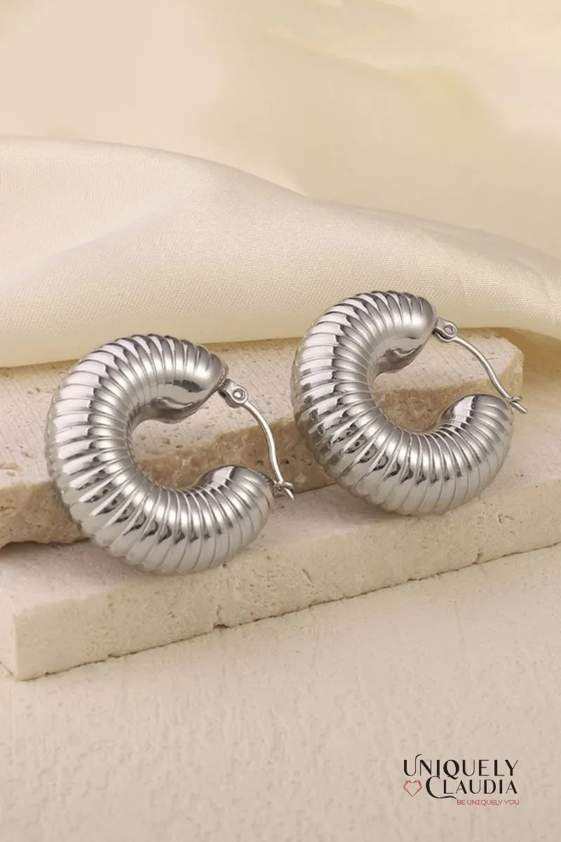 True Love Textured Hoop Waterproof Earrings