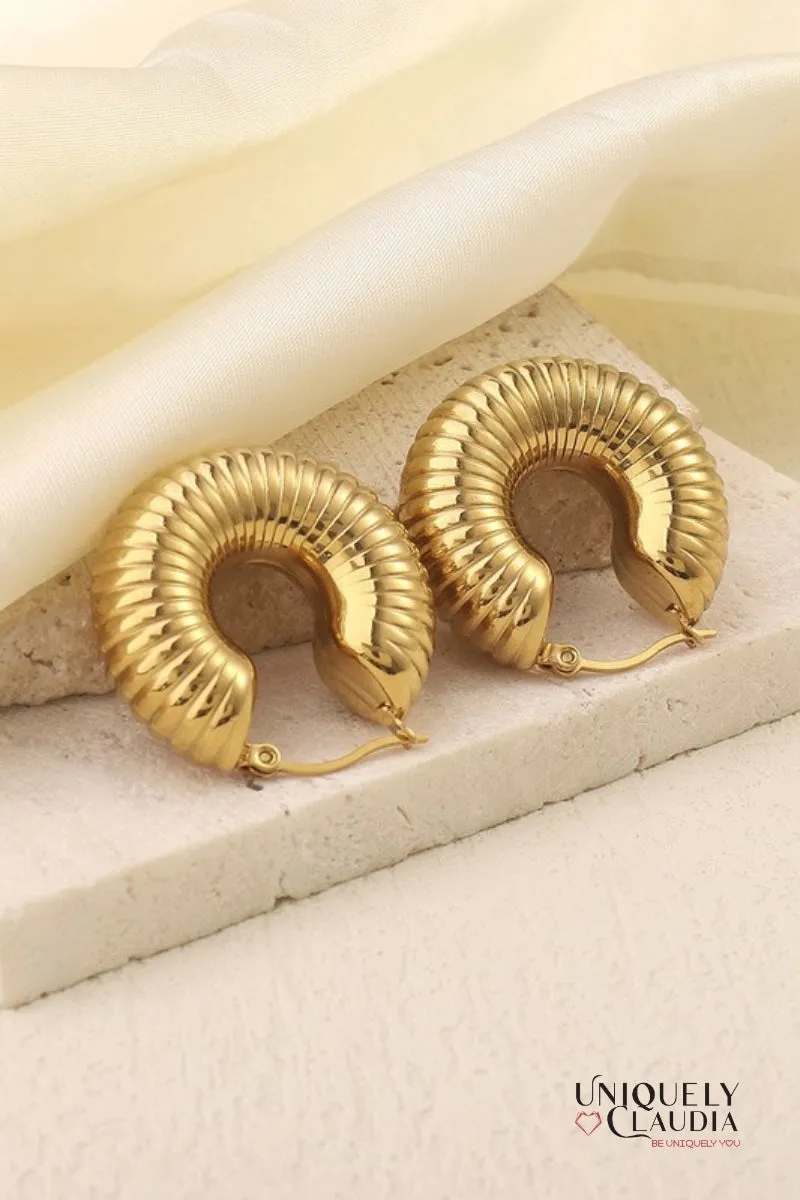 True Love Textured Hoop Waterproof Earrings