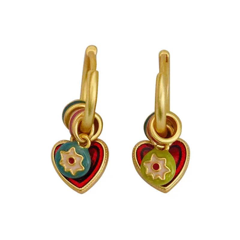 VAIGE Colorful Enamel Heart Drop Earrings