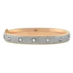 Victorian 14kt Rose Gold Steel Diamond Bangle Bracelet