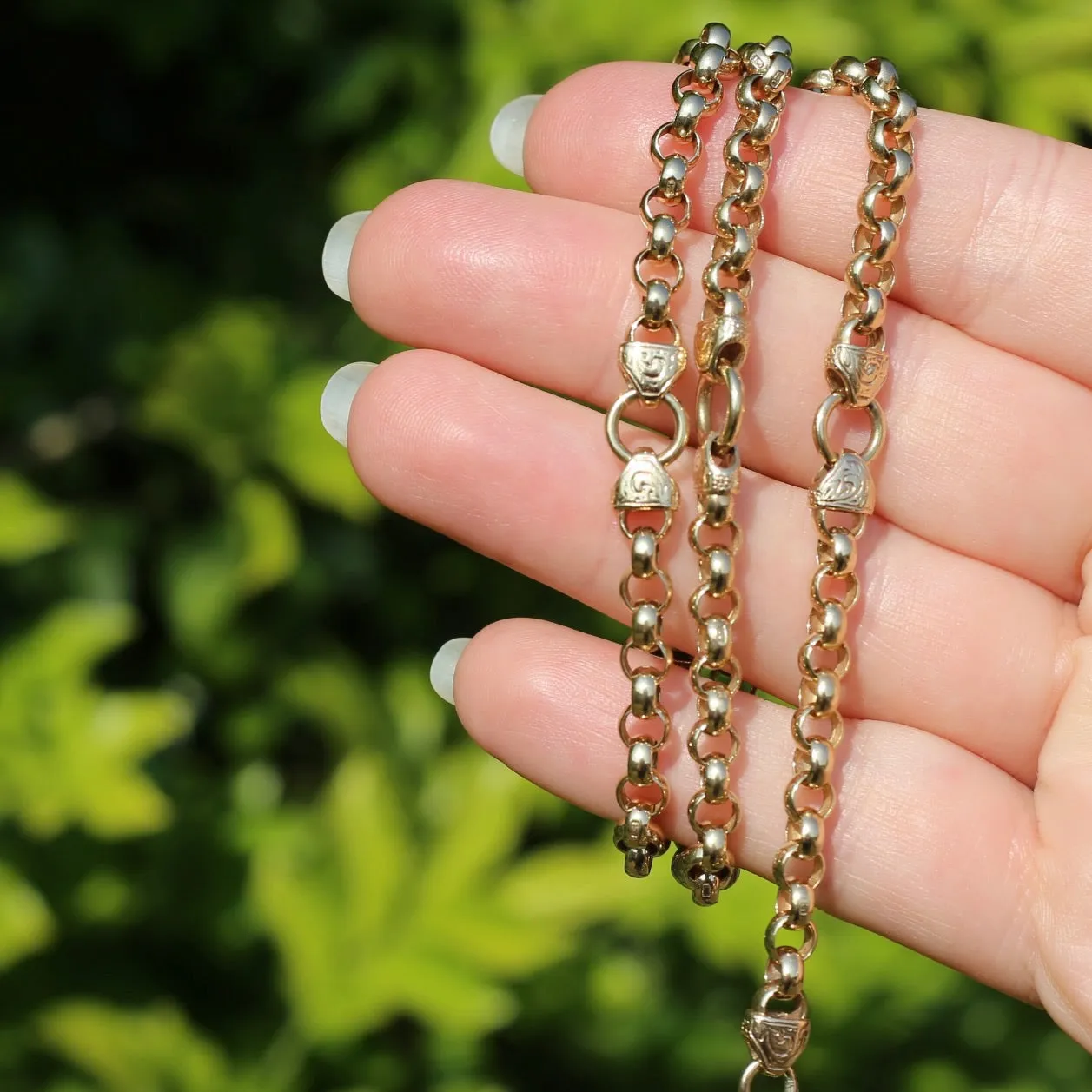 Vintage Belcher Chain with Gorgeous links and Double Albert Clasp, 9ct Gold, 49cm 23.62g