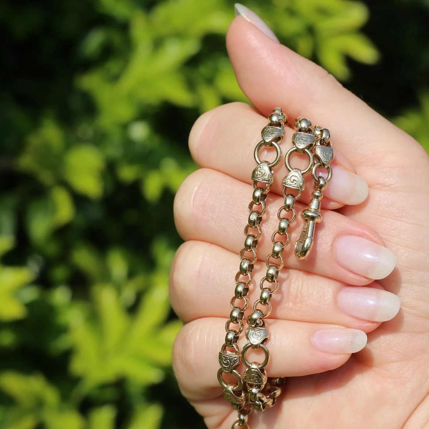 Vintage Belcher Chain with Gorgeous links and Double Albert Clasp, 9ct Gold, 49cm 23.62g