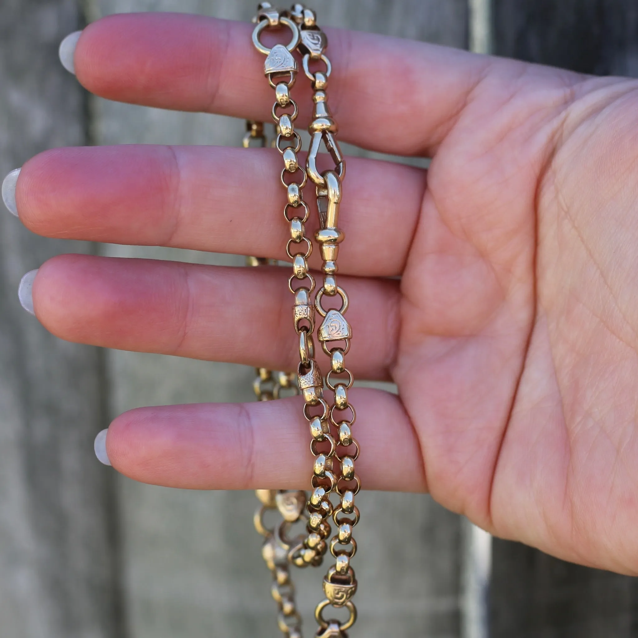 Vintage Belcher Chain with Gorgeous links and Double Albert Clasp, 9ct Gold, 49cm 23.62g