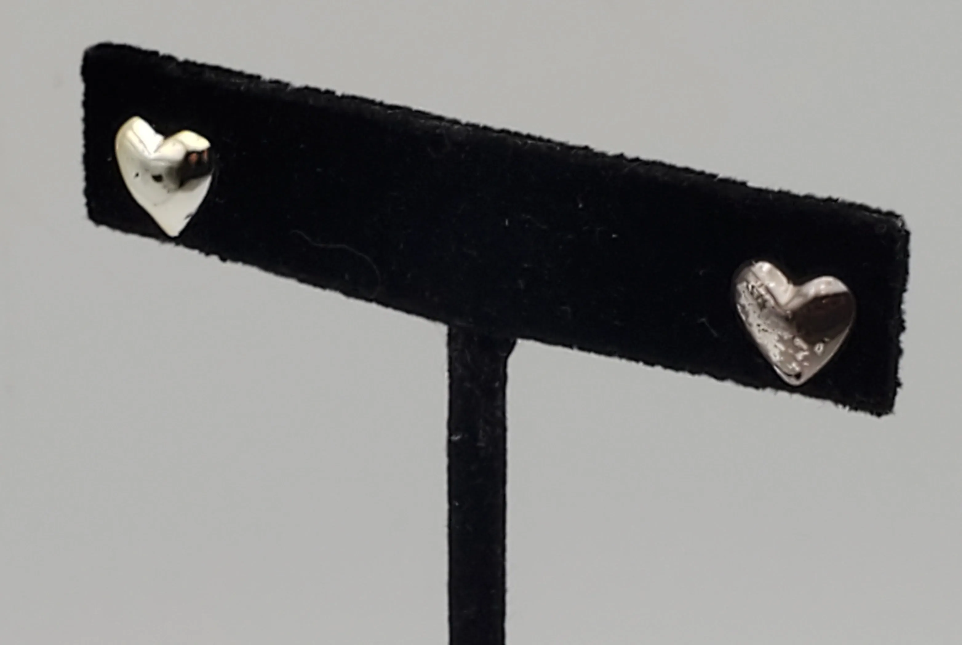 Vintage Pair of Gold and Silver Tone Sterling Silver Heart Stud Earrings