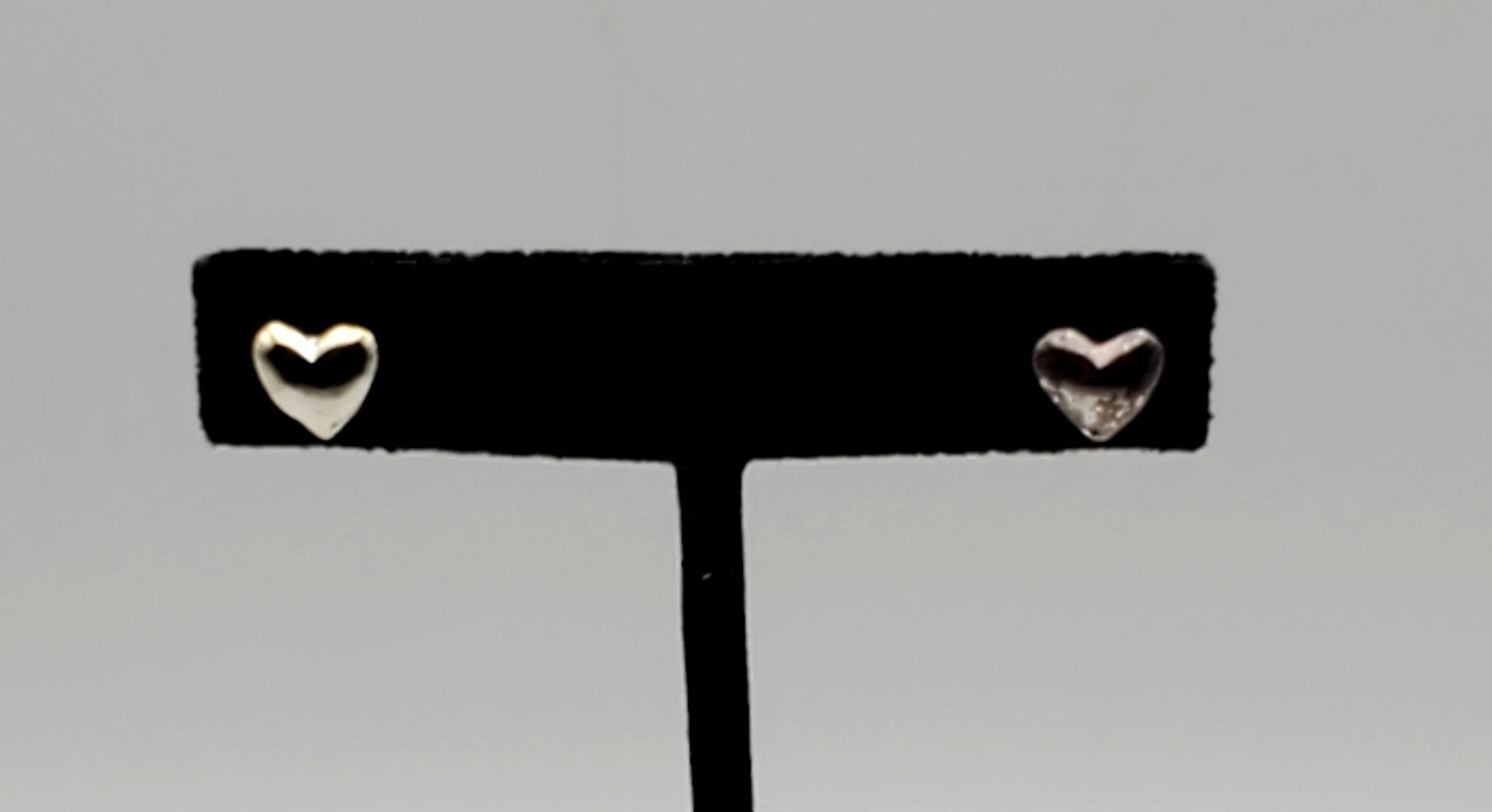 Vintage Pair of Gold and Silver Tone Sterling Silver Heart Stud Earrings