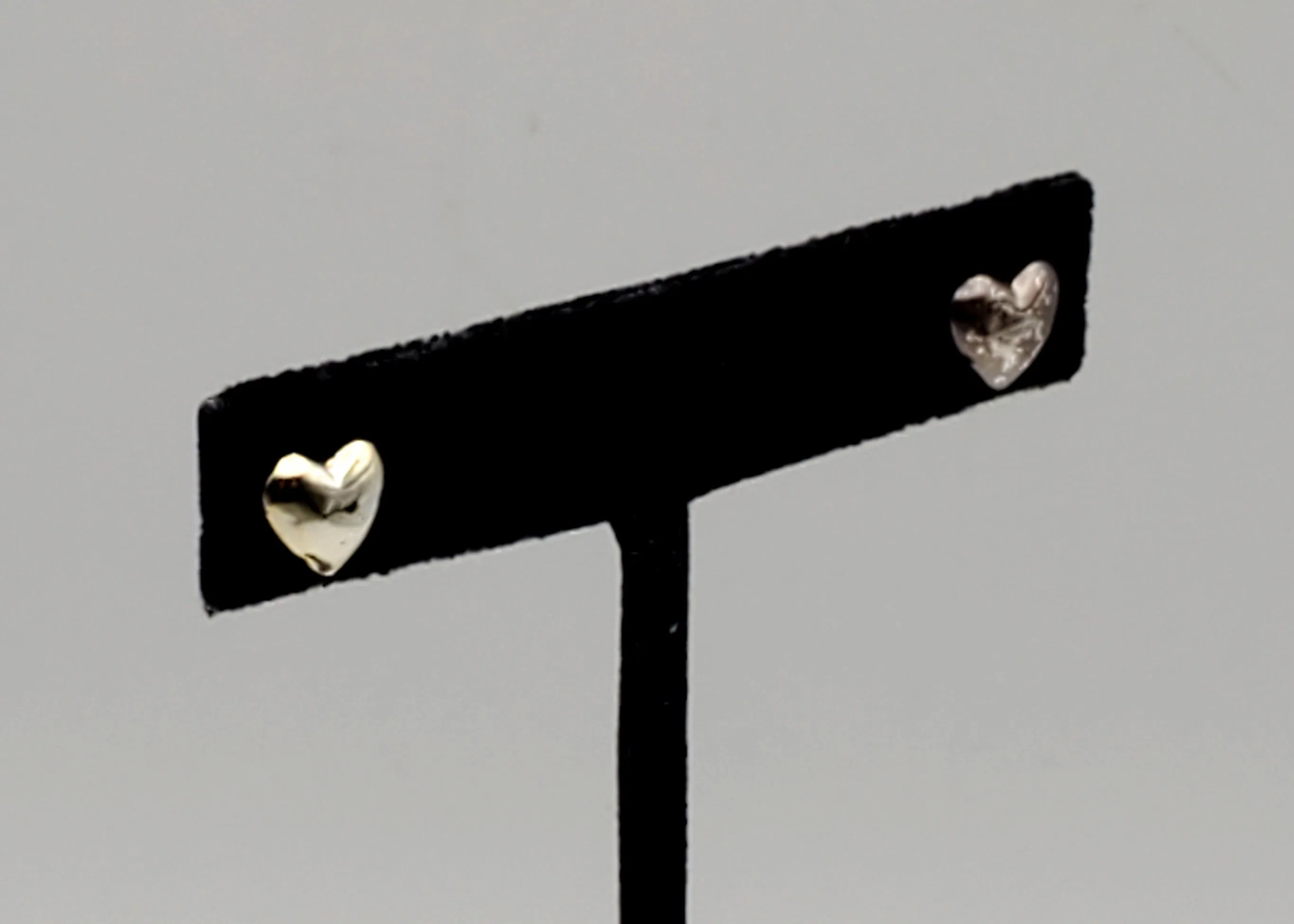 Vintage Pair of Gold and Silver Tone Sterling Silver Heart Stud Earrings