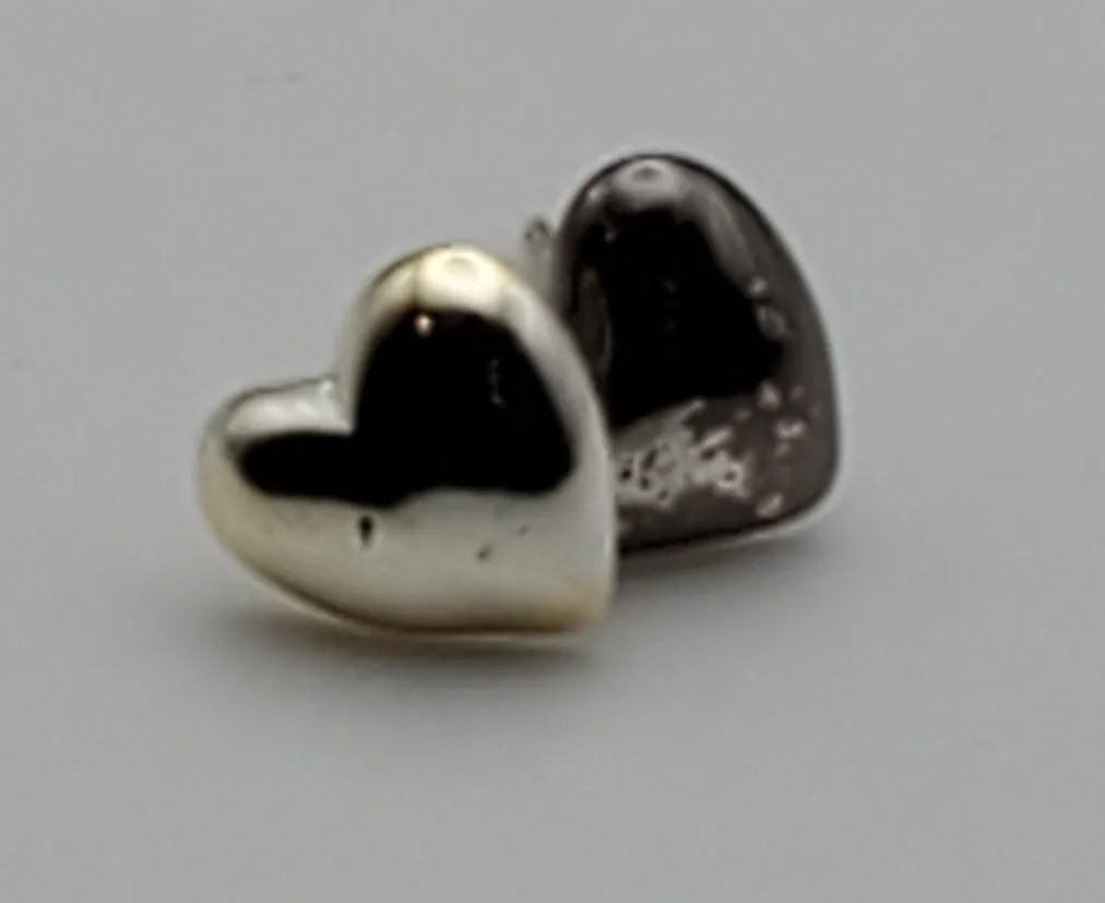 Vintage Pair of Gold and Silver Tone Sterling Silver Heart Stud Earrings