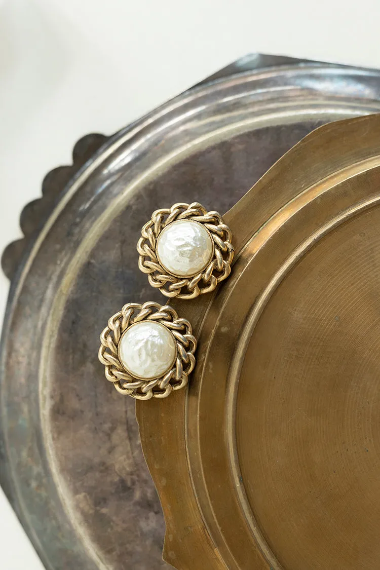 Vintage Sarah Coventry Gold and Pearl Clip-On Earrings