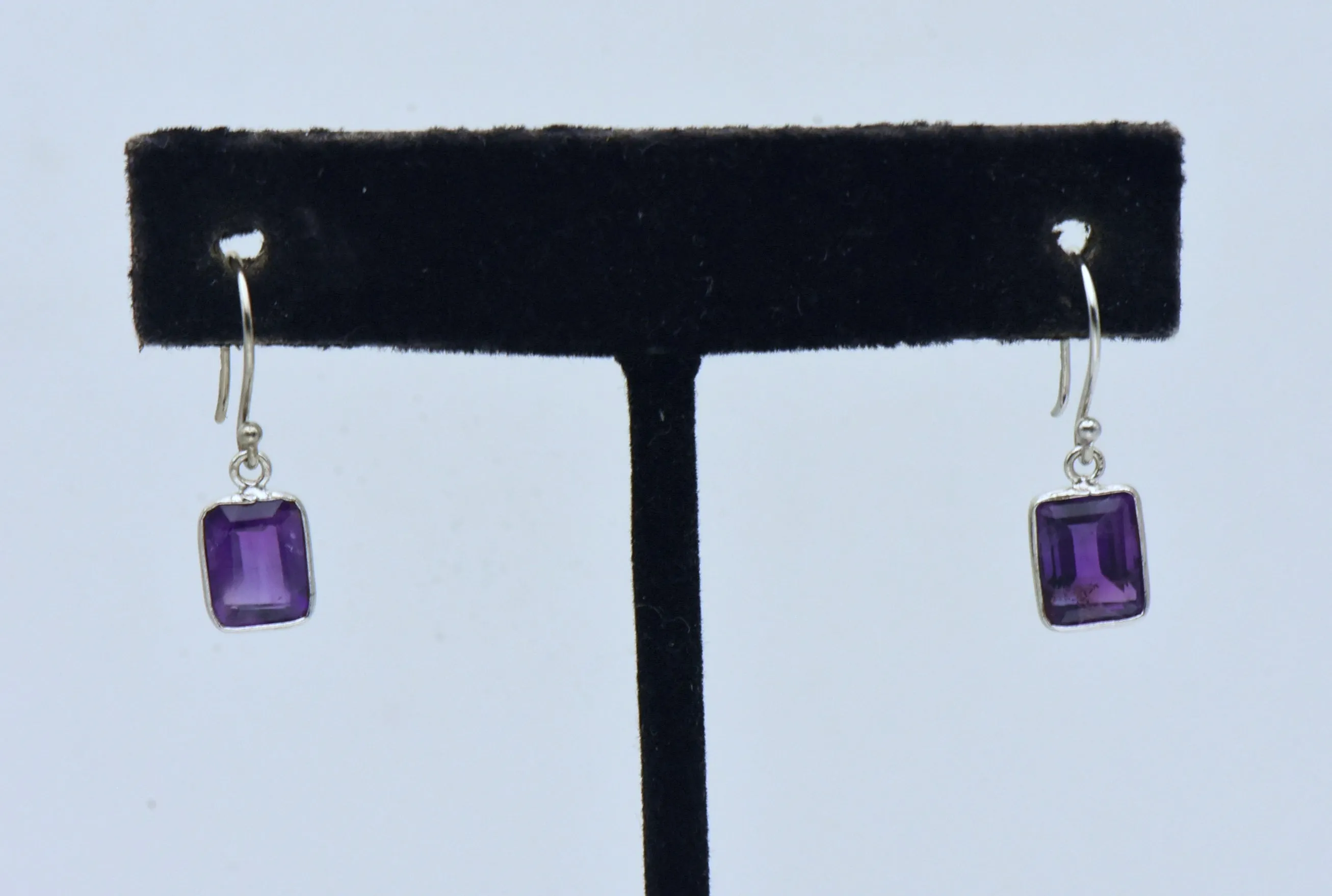 Vintage Sterling Silver Amethyst Dangle Earrings