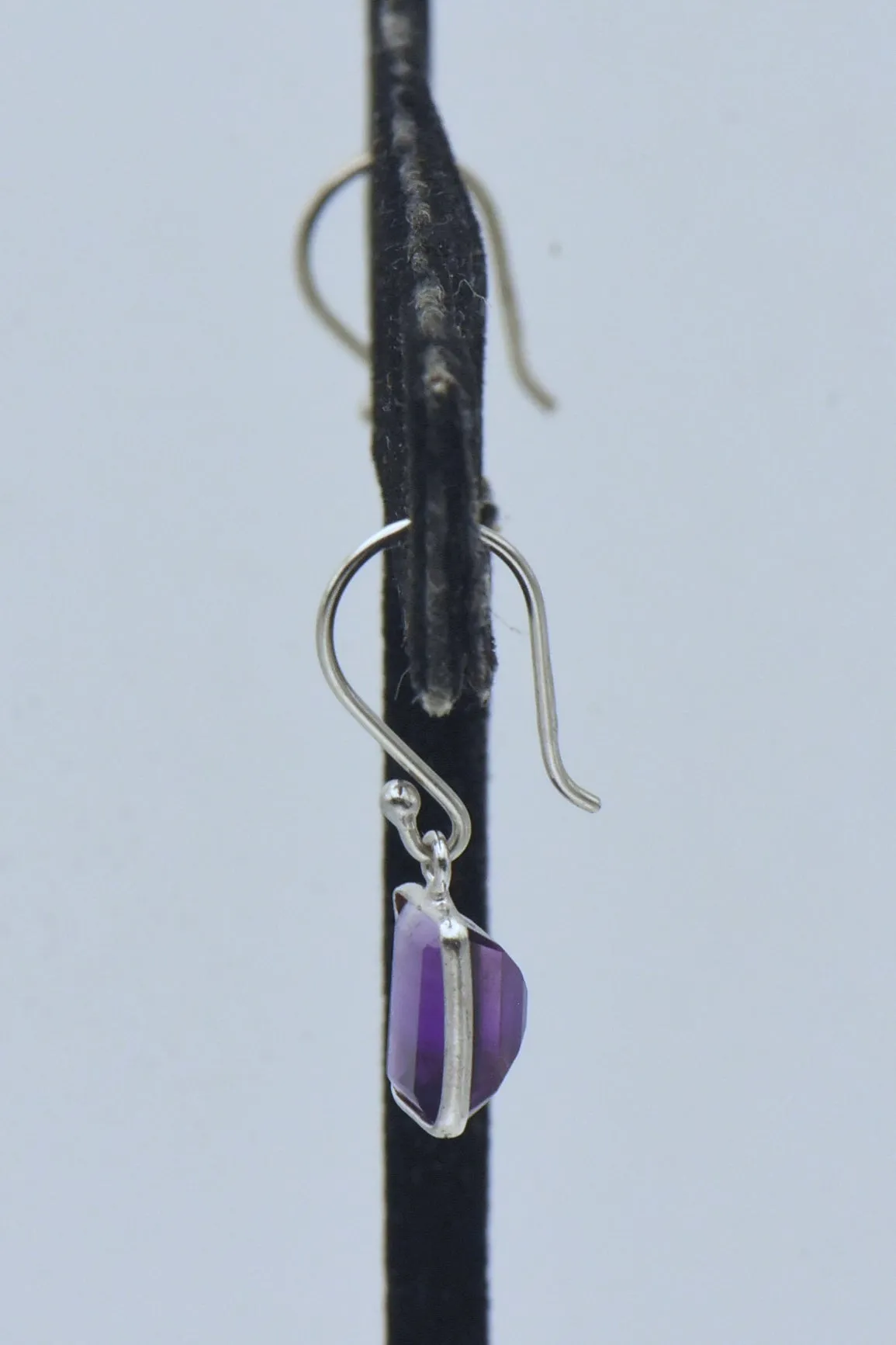 Vintage Sterling Silver Amethyst Dangle Earrings