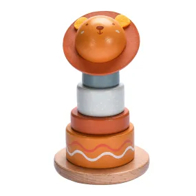 Wooden Stacking Rings Baby Toy - Rainbow Stacker For Toddlers - Stackable Wood