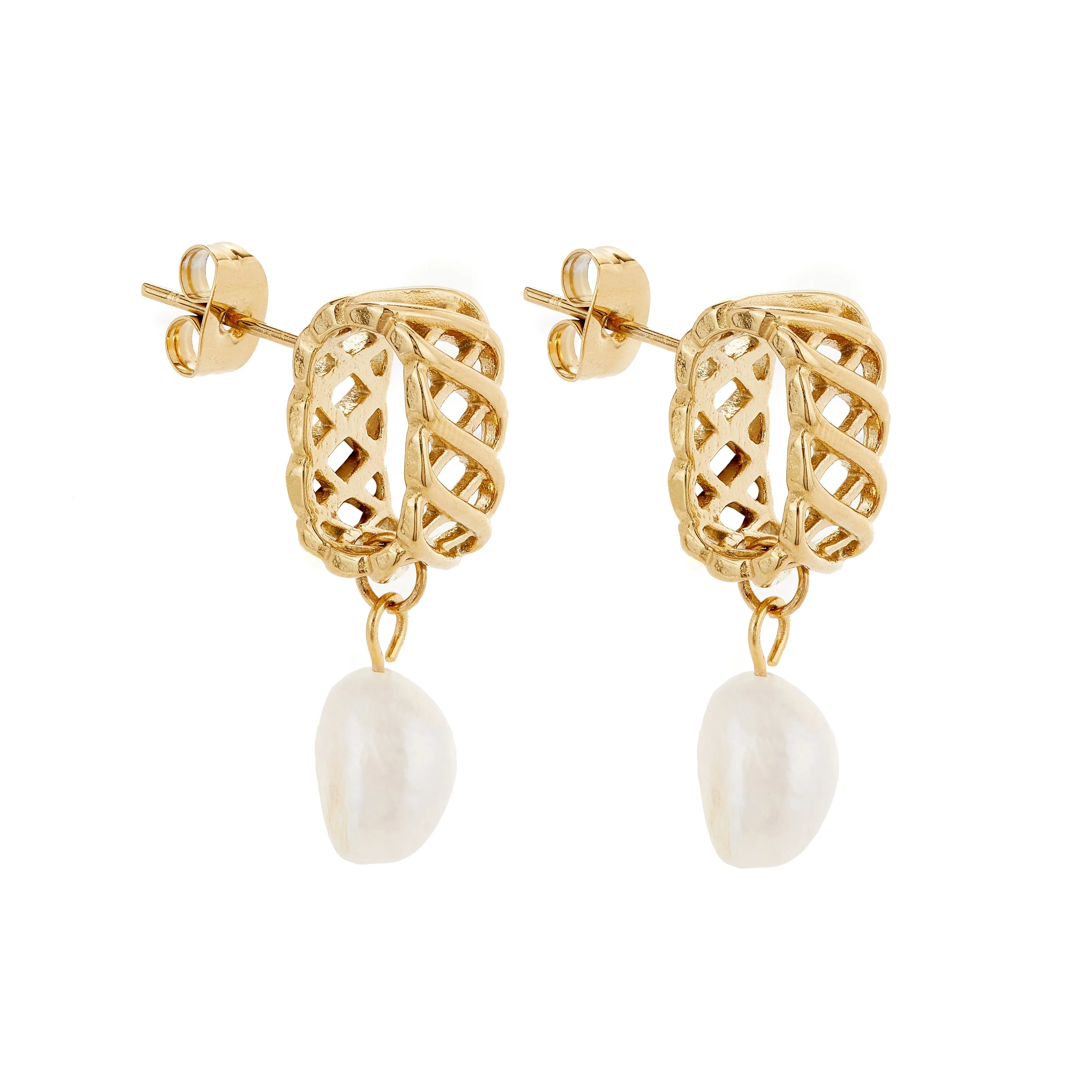 Woven Drop Pearl Earrings