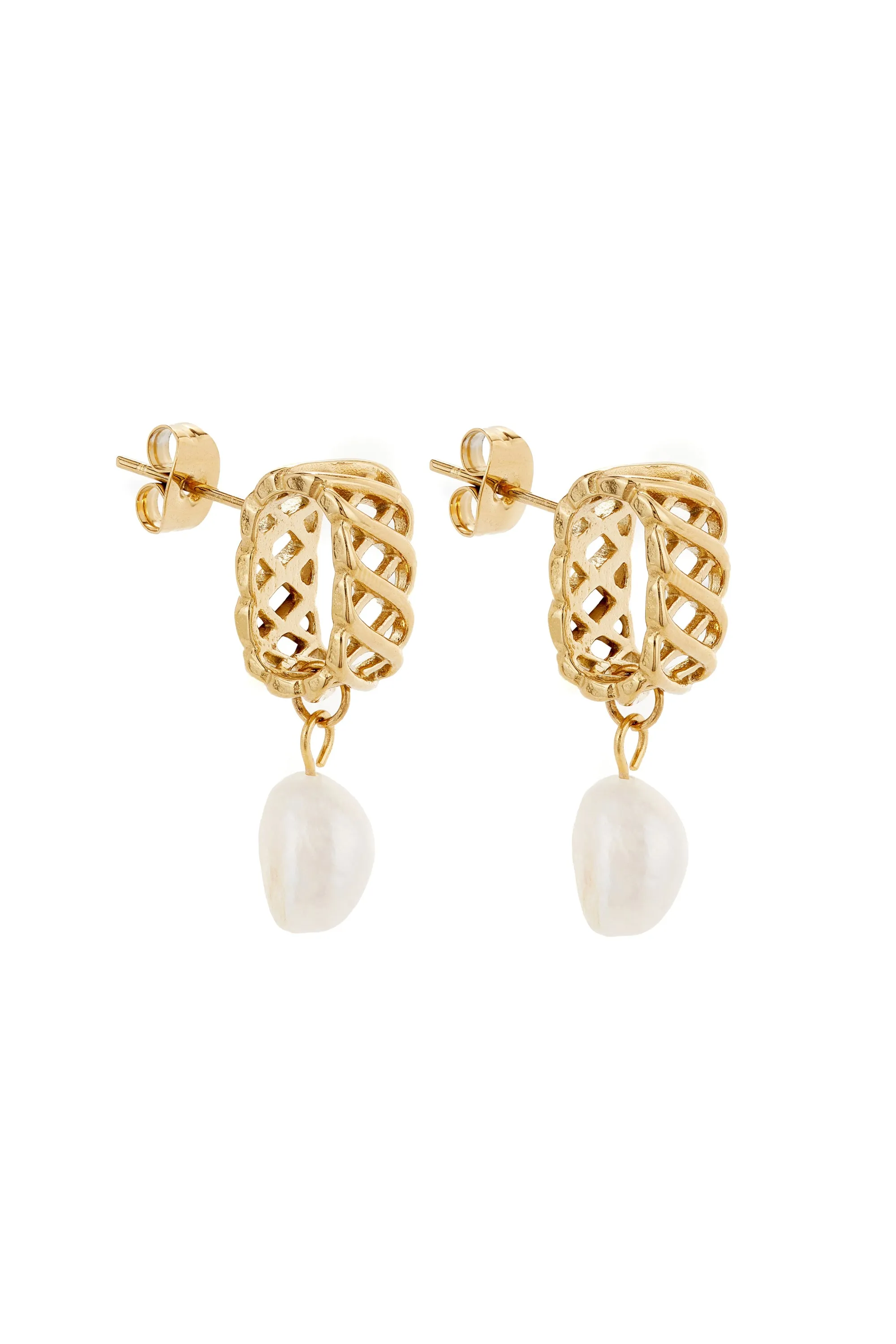 Woven Drop Pearl Earrings