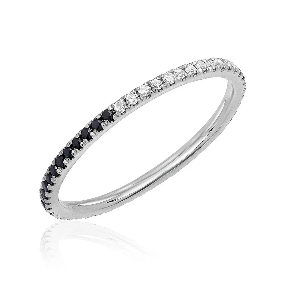 Yin Yang Eternity Band with Black and White Diamonds - Custom Size