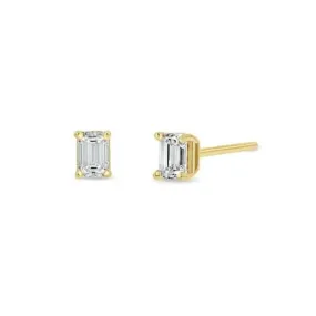 Zoe Chicco Yellow Gold Emerald Cut Diamond Studs