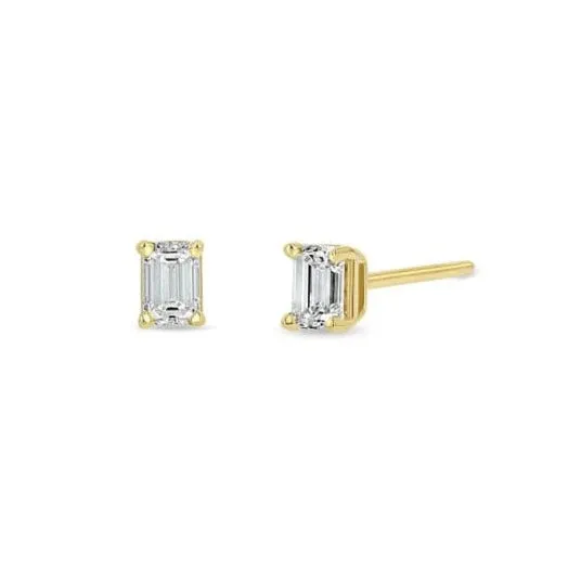 Zoe Chicco Yellow Gold Emerald Cut Diamond Studs